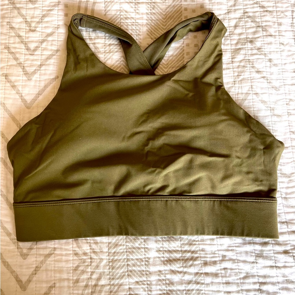 Fabletics olive green sports bra (Medium)